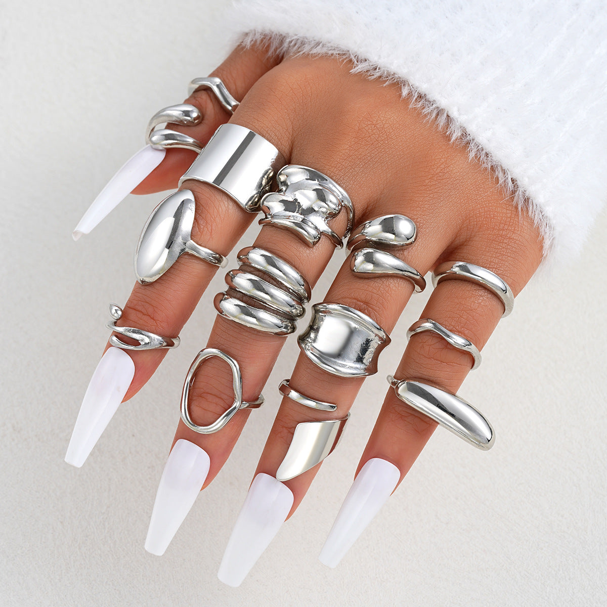14-Piece Irregular Curved Ring Set