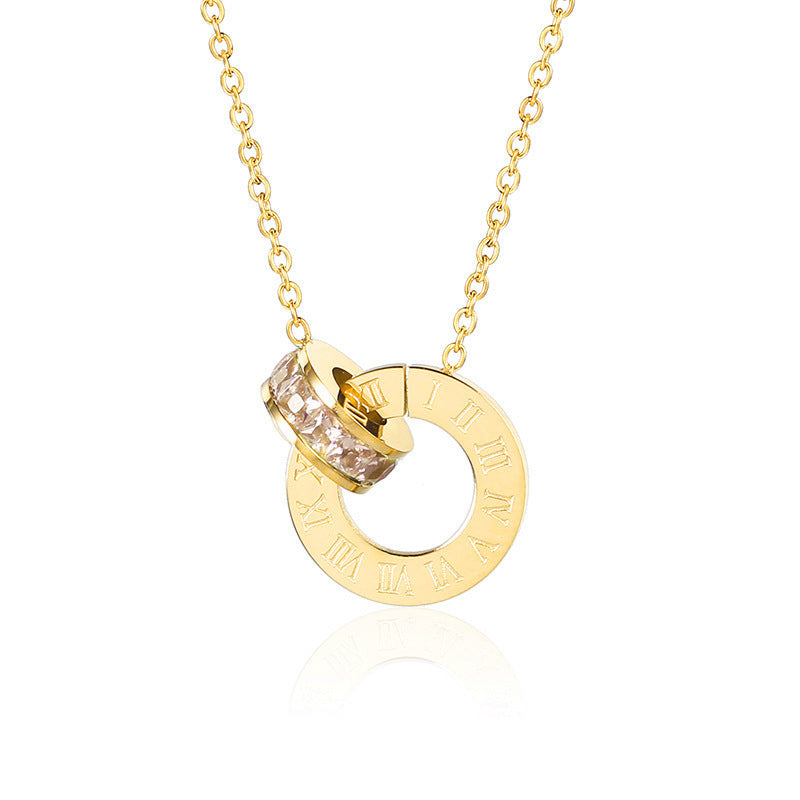 18K rose gold titanium steel necklace