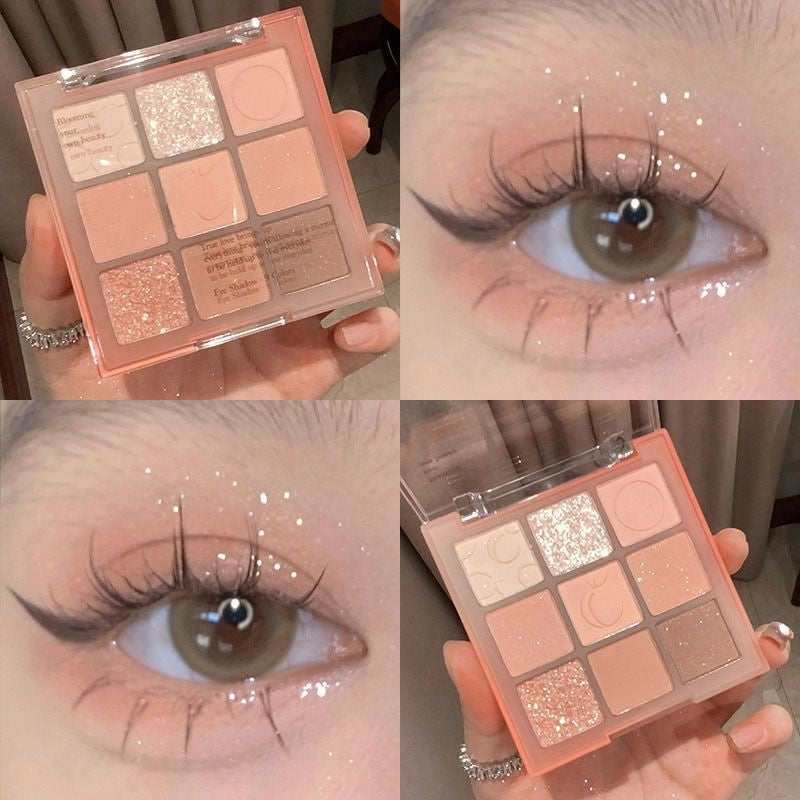 Paleta de sombras de ojos acrílicas transparentes de nueve colores