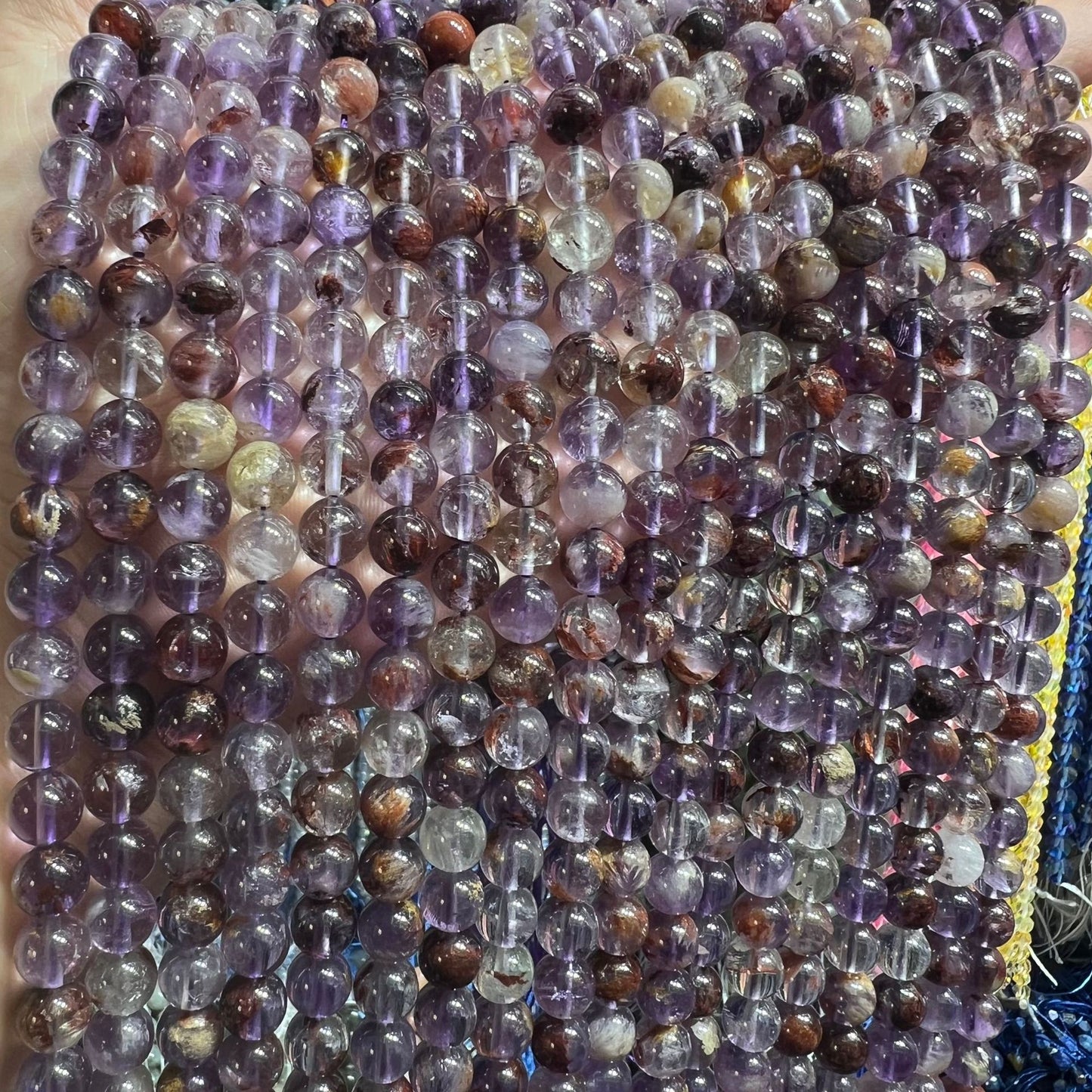 6-10mm natural purple ghost crystal beads