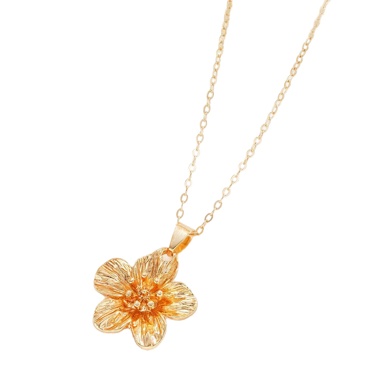 Pleated Flower Pendant Necklace