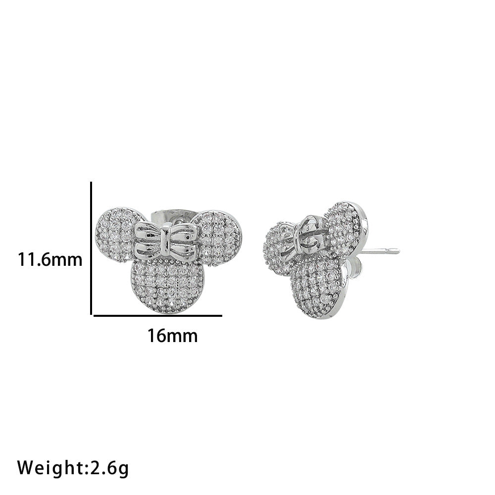 Conjunto de joias de mouse fofo em aço titânio