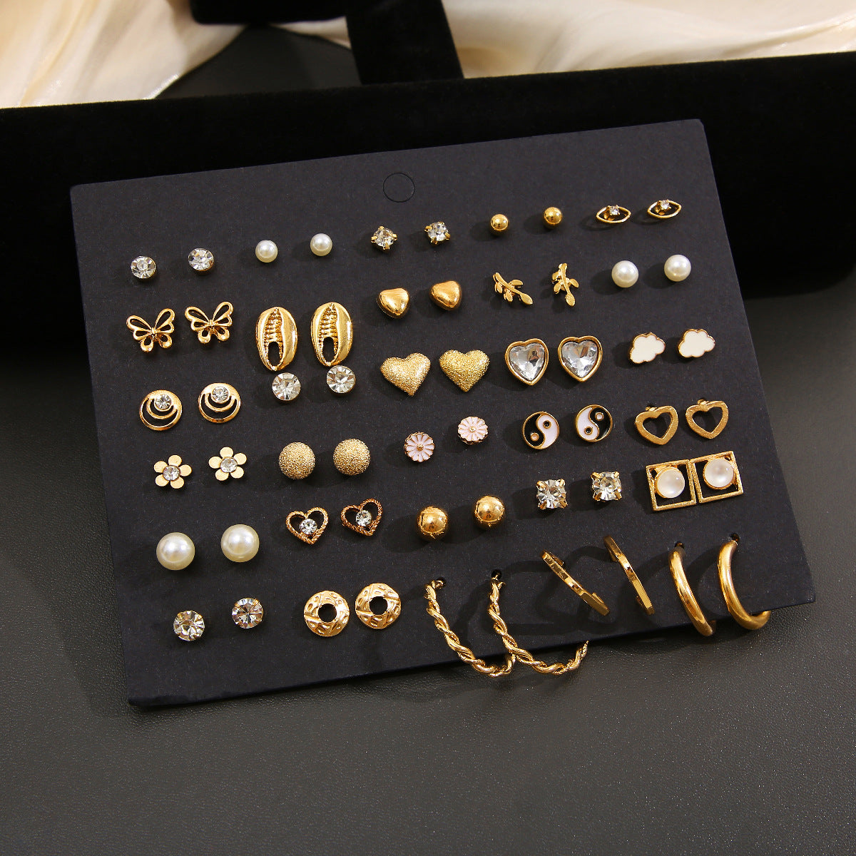 30-Pair Rhinestone Stud Earring Set