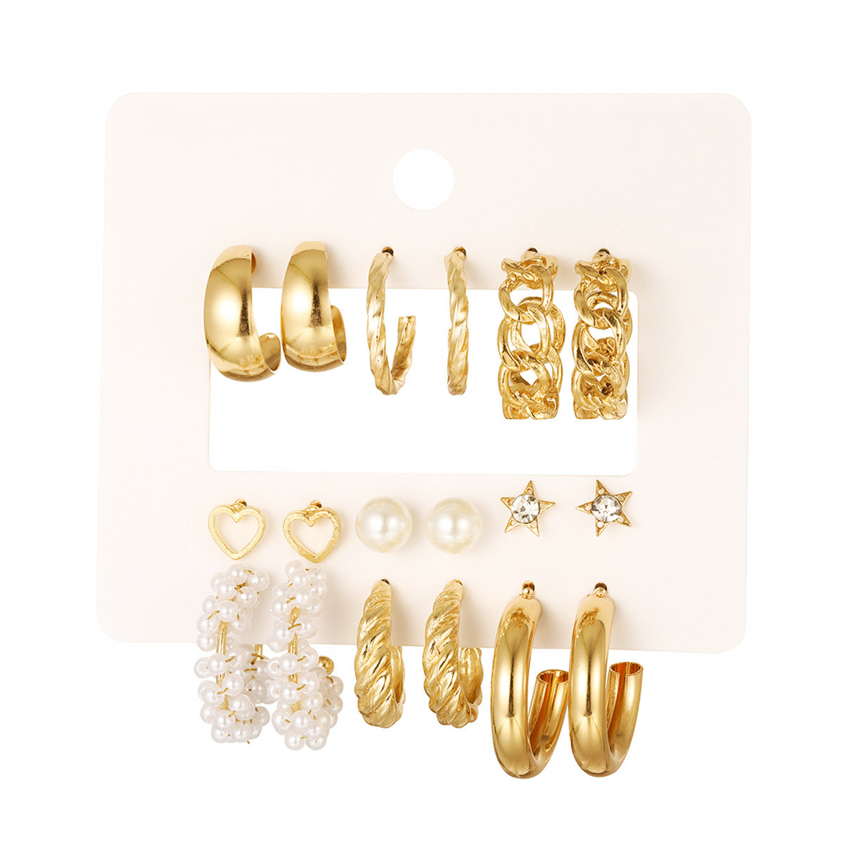 Metal Twist Hoop Earring Set (9-Pair)