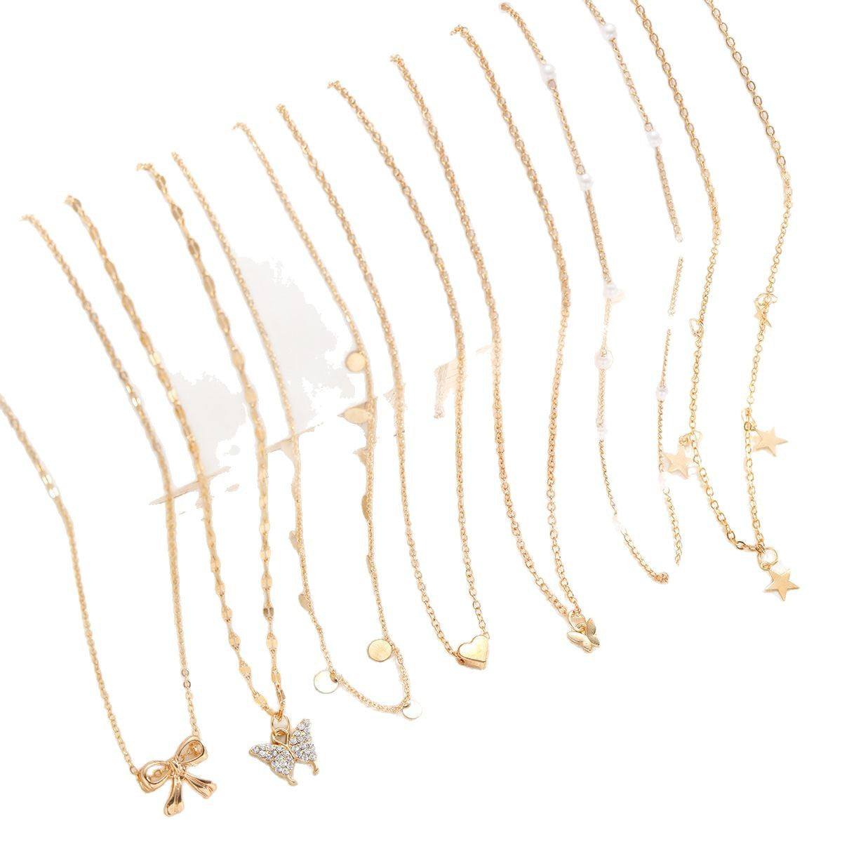 Bow Love Pearl Necklace 7-piece set
