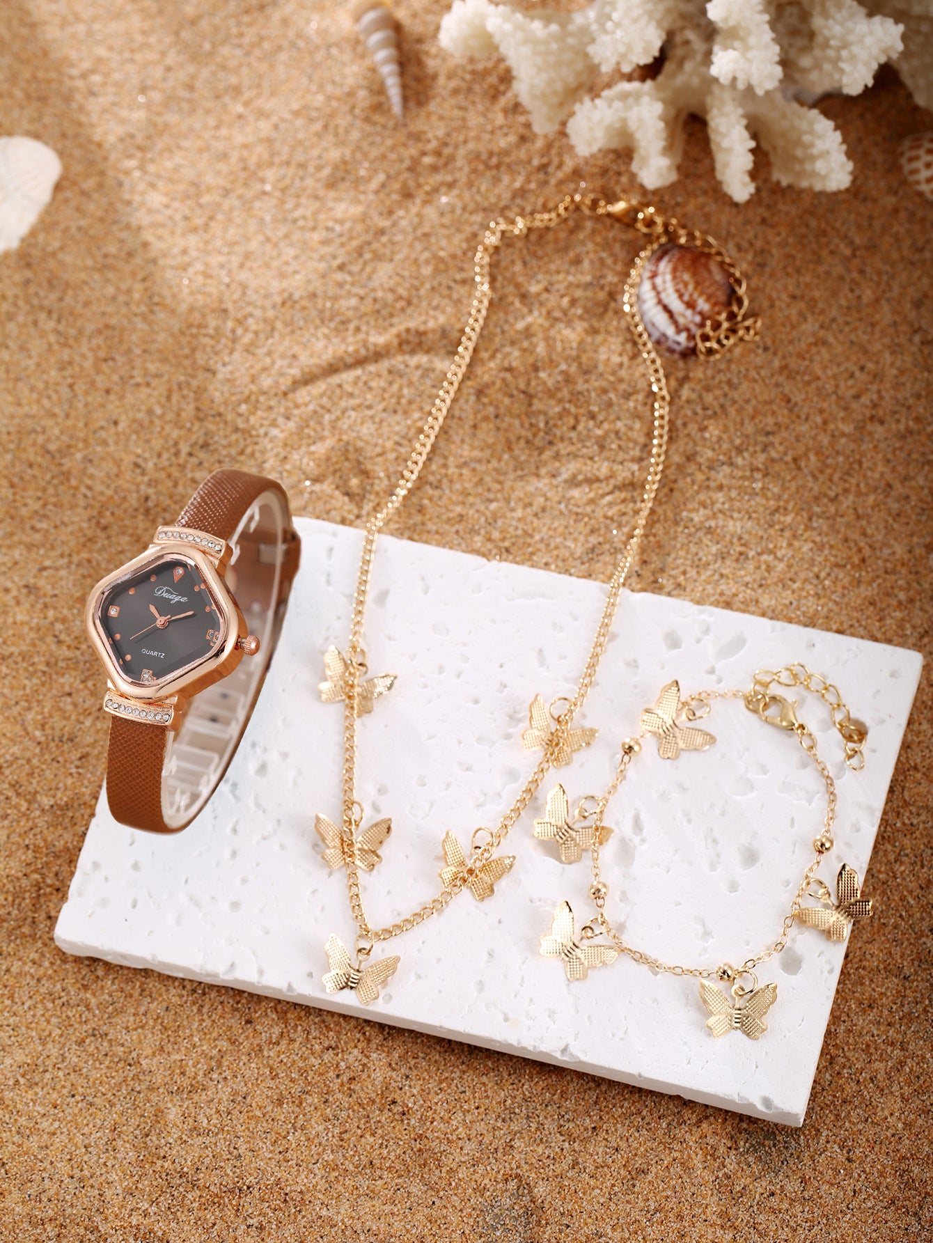Watch Pearl Bracelet Tulip Star Moon Jewelry Set