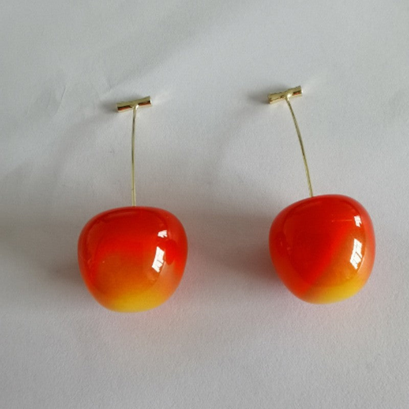 Pendientes de moda con forma de cereza roja