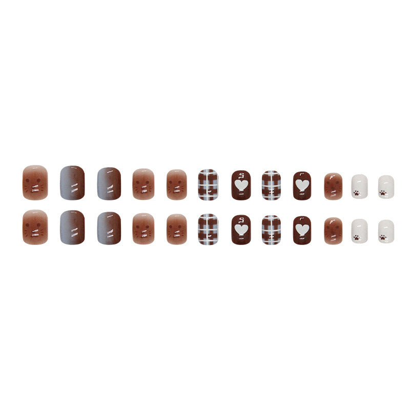 Chocolate Heart Bear Square Nails