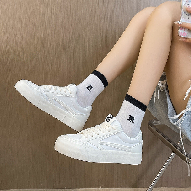 Zapatos de lona de nuevo estilo de primavera y otoño con cordones planos