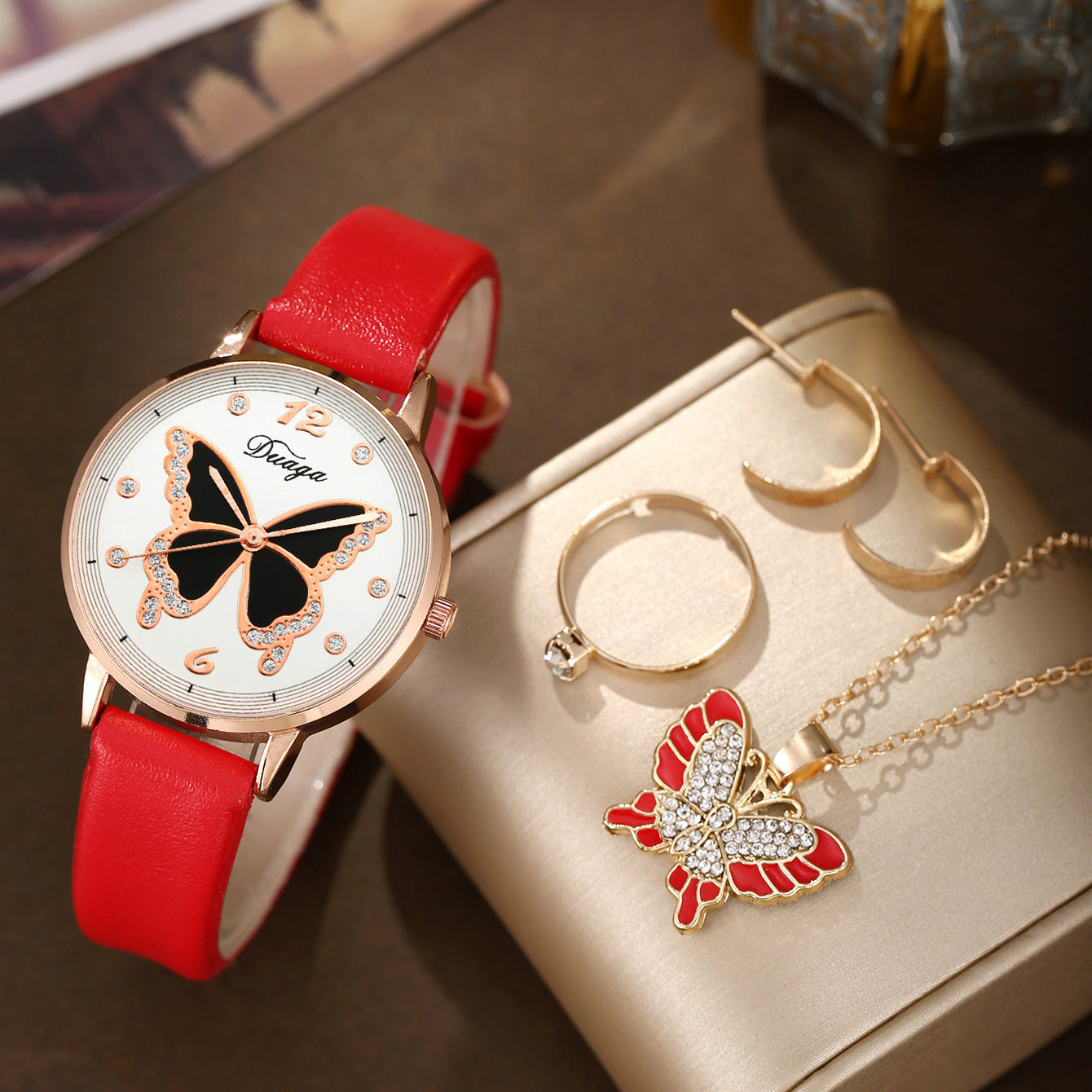 Watch Pearl Butterfly Jewelry Set