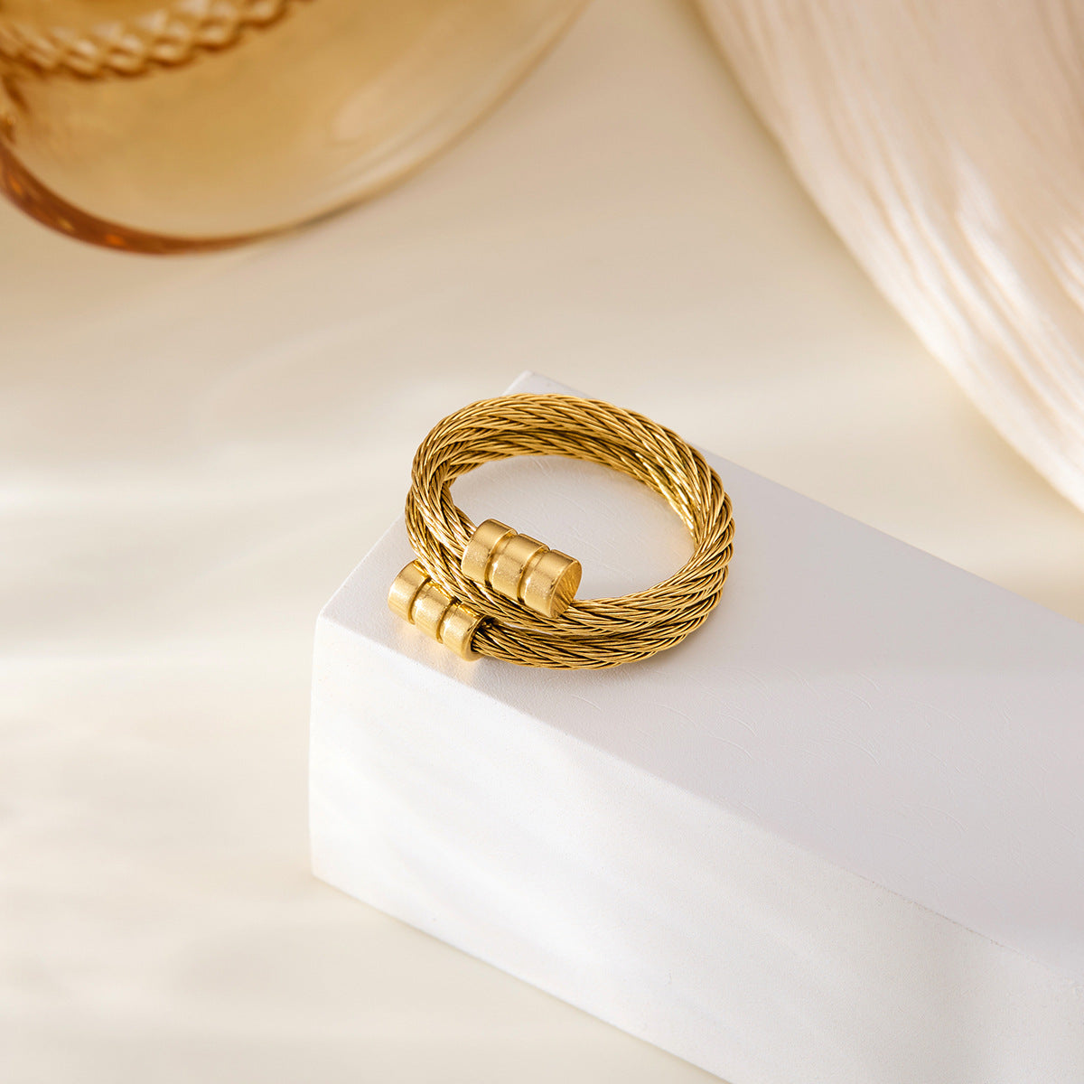 No-Fade Titanium Steel Open Flat Band Ring — Women's Minimalist