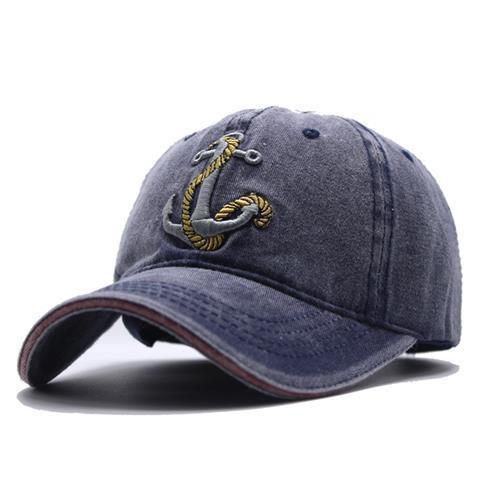 Washed Soft Top Anchor Embroidered Cap