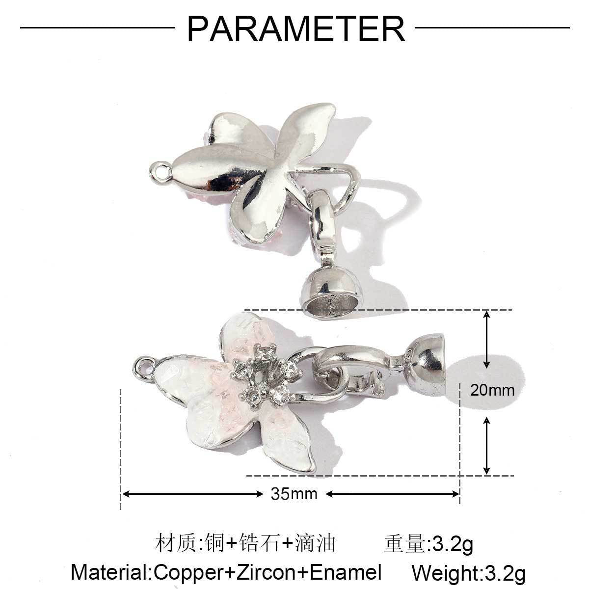 18K gold-coated butterfly copper zircon detachable connecting buckle