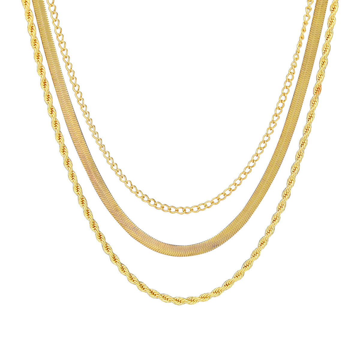 Stacked Snake Bone Twist Chain Necklace