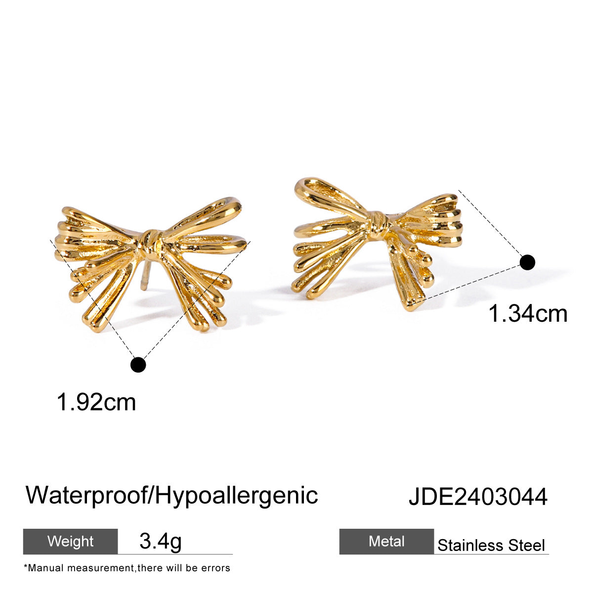 16k gold bow earrings for women