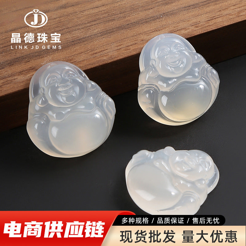 White agate Maitreya Buddha pendant