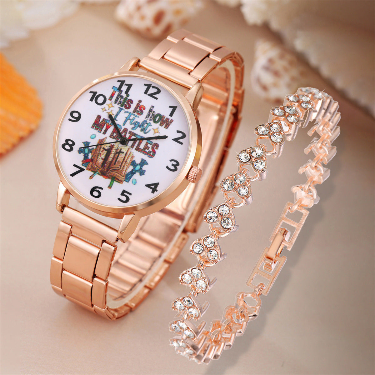 Colored Letter Quartz Watch Bracelet Set