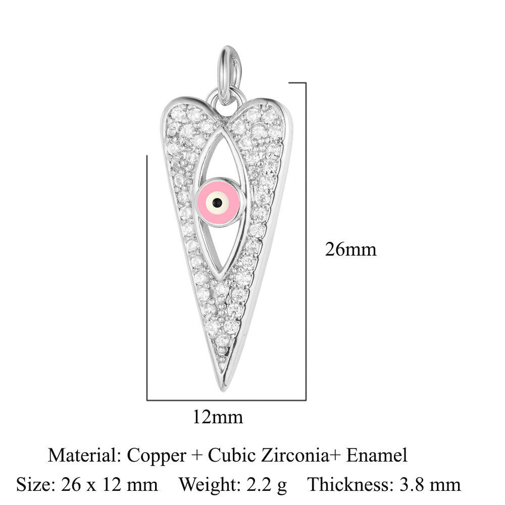 Colgante de cobre y circonita con forma de ojo del diablo y siete cuentas