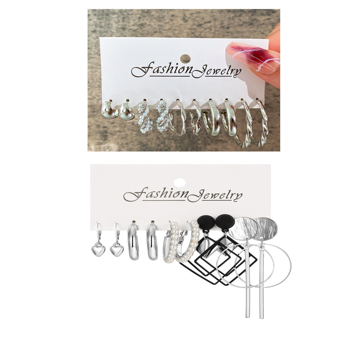 Geometric Alloy Stud Earring Set