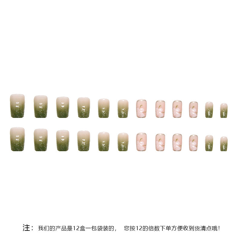 Gradient Glitter Camellia Nails