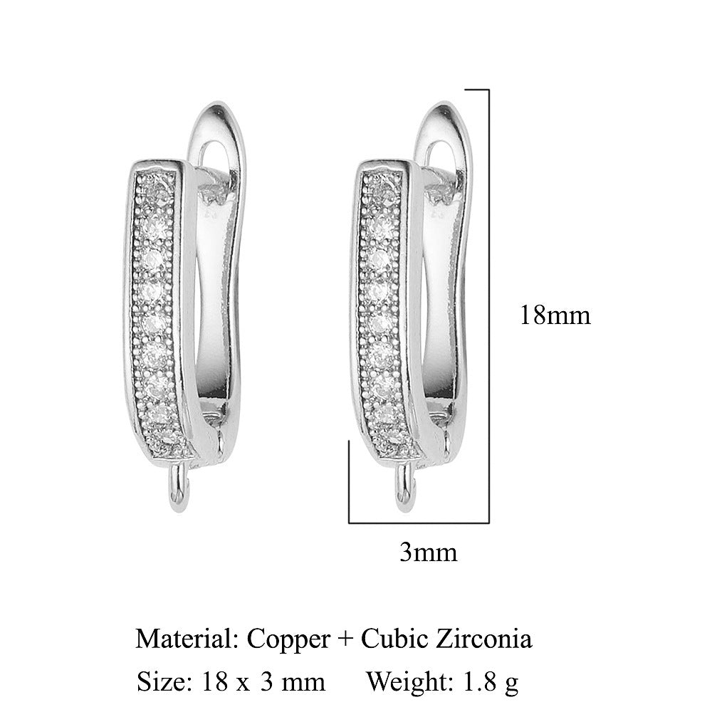 Hebilla de oreja para mujer con microincrustaciones de cobre y diamantes cuadrados