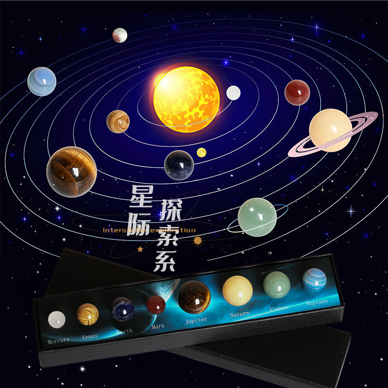 Caja de cuentas de jade con ocho planetas