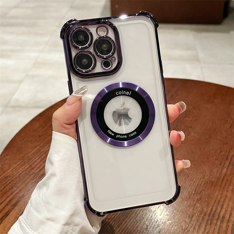Electroplated Shockproof Case iPhone16 Pro 12 14 Dual Ring Magnetic Cover
