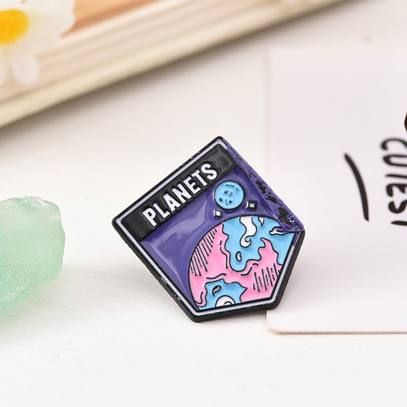 Astronaut Earth Rocket Brooch