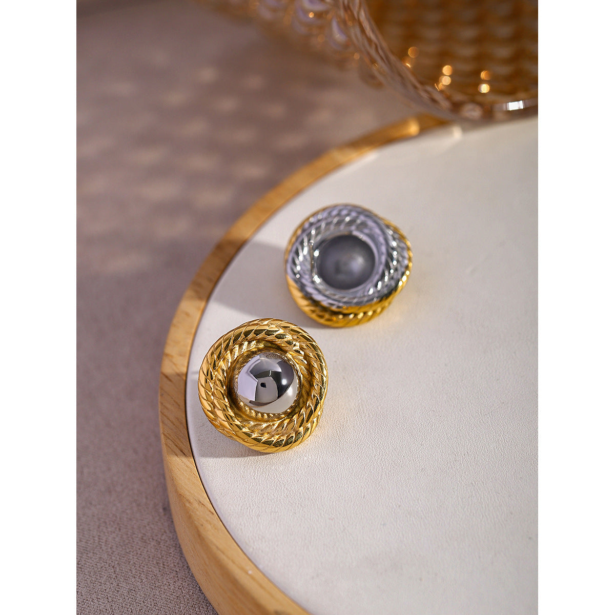 Textured Circle Earrings