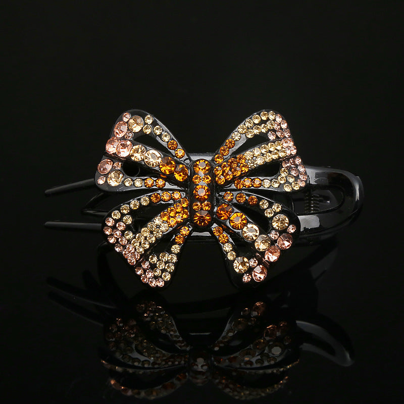 Bow three-tooth duck bill clip rhinestone grab clip
