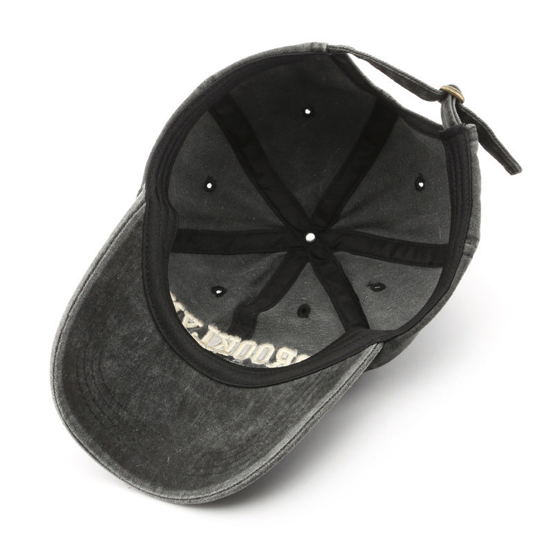 Washed Letter Embroidery Cap Outdoor