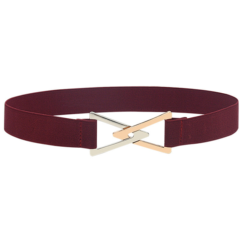 Pleated elastic thin belt ladies