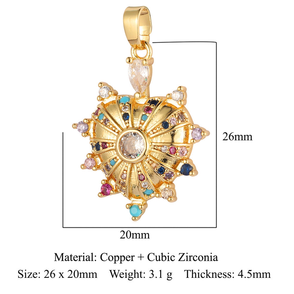 Copper zircon flower love bohemian pendant
