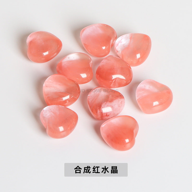 15Mm pink crystal peach heart semi-precious stone
