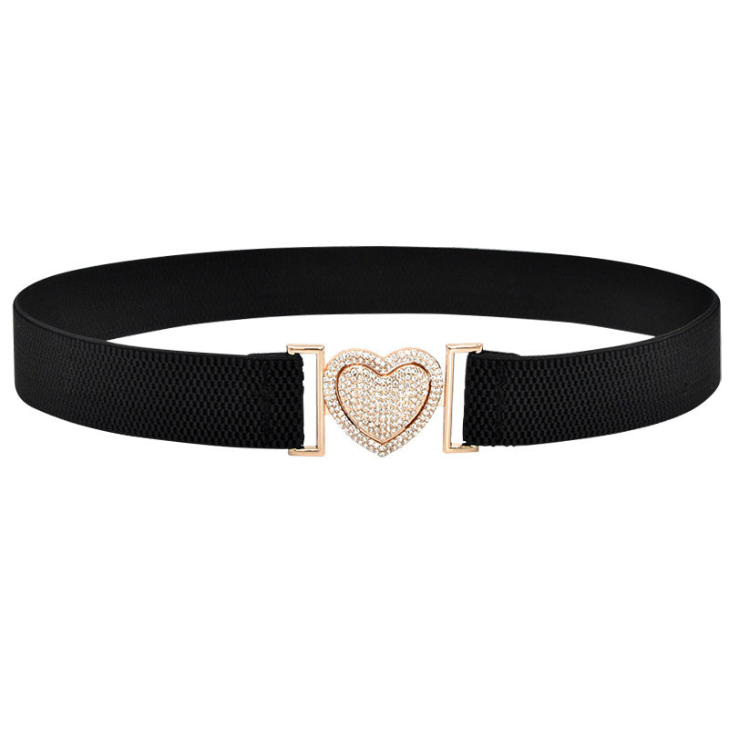 Sparkling rhinestone inlaid elastic belt