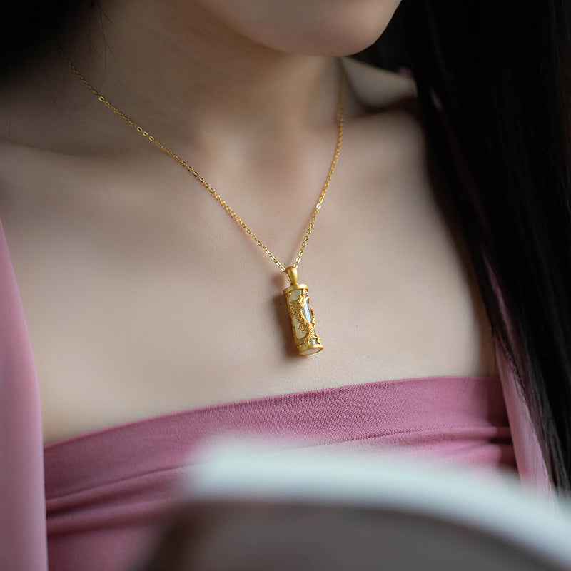Vintage Guochao Phoenix Pillar Necklace