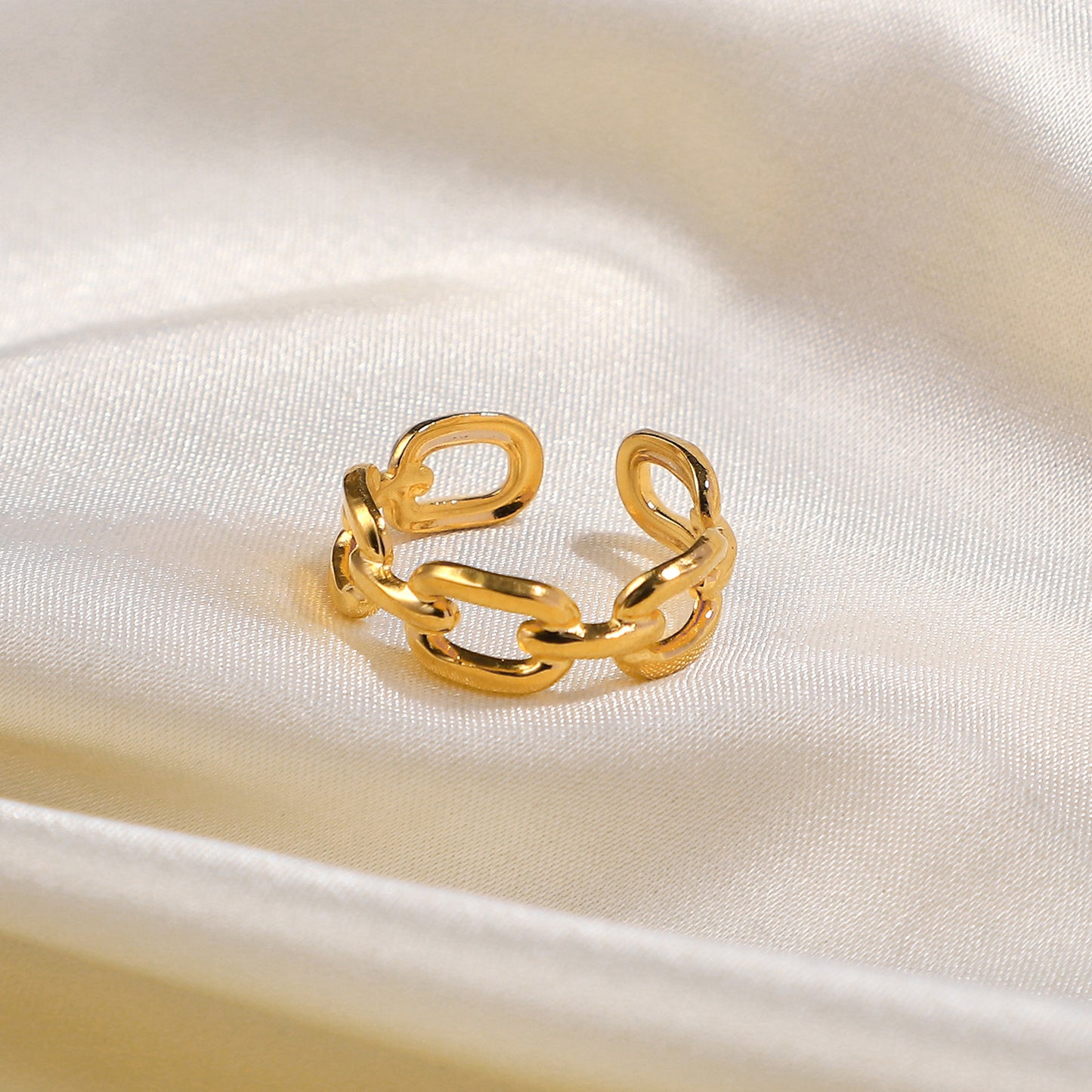 Square Buckle Chain Open Ring