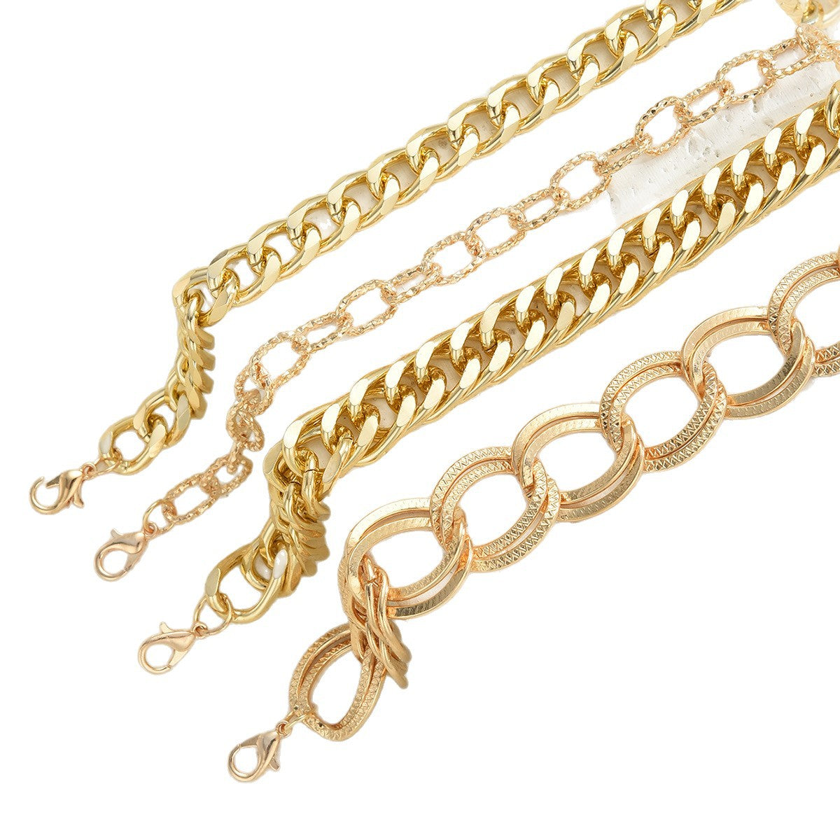 Exaggerated Metal Chain Bracelet Set