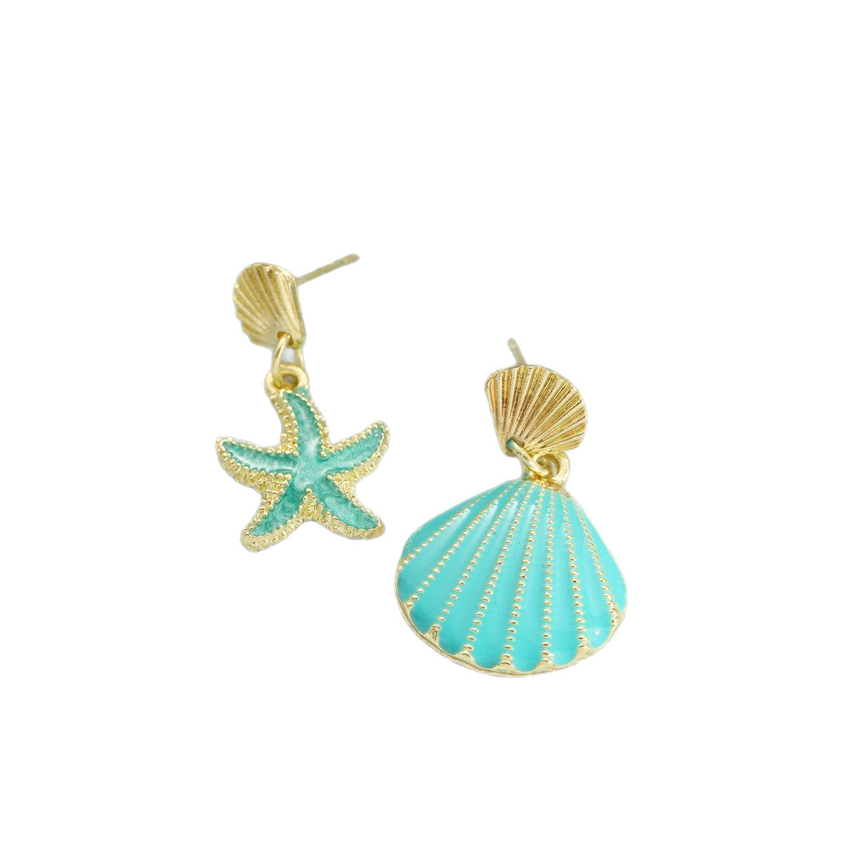 Asymmetric Starfish Shell Earrings