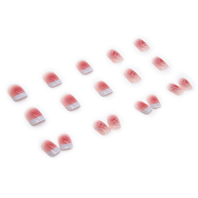 Short Pink Transparent Heart Wearable Nail