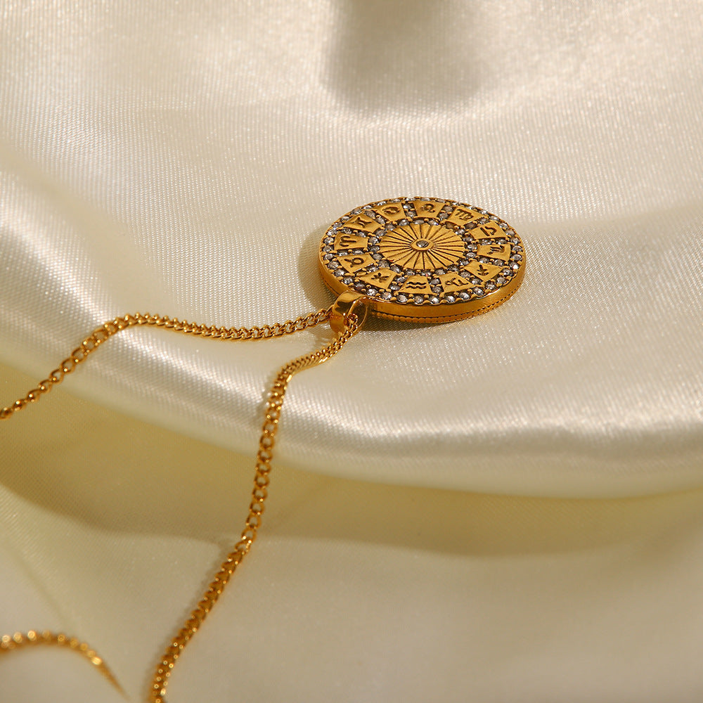 Twelve Zodiac Signs Oil Drop Inlaid Diamond Necklace