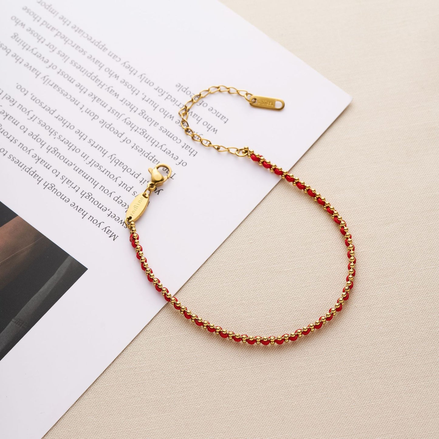 Women's Titanium Steel Red Braided Rope Bracelet — Non-Fading Luxury Gift