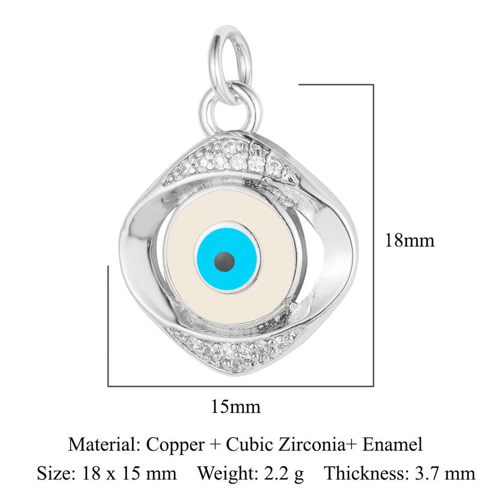 Colgante de cobre y circonita con forma de ojo del diablo y siete cuentas