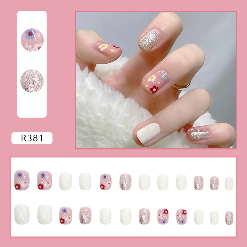 Wearable Blush Short Removable Nail Stickers