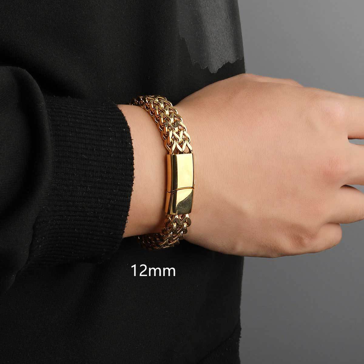 18K gold-wrapped titanium steel bracelet men's 8-12mm