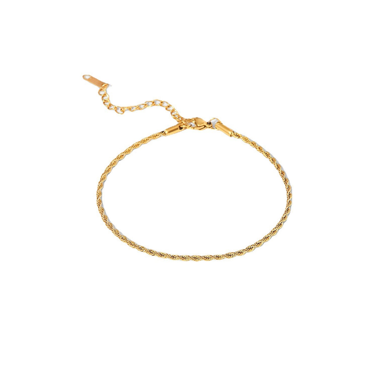 Women's Titanium Steel 2mm Gold Twist Chain Anklet