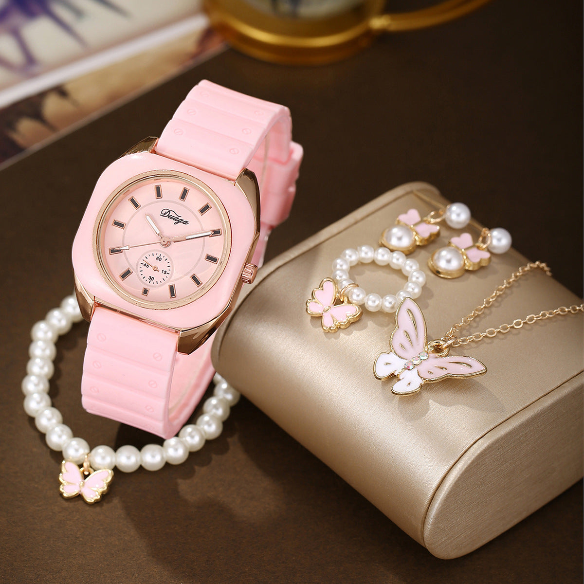 Watch Love Pearl Butterfly Jewelry Set