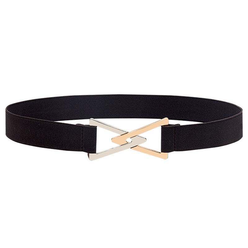 Pleated elastic thin belt ladies