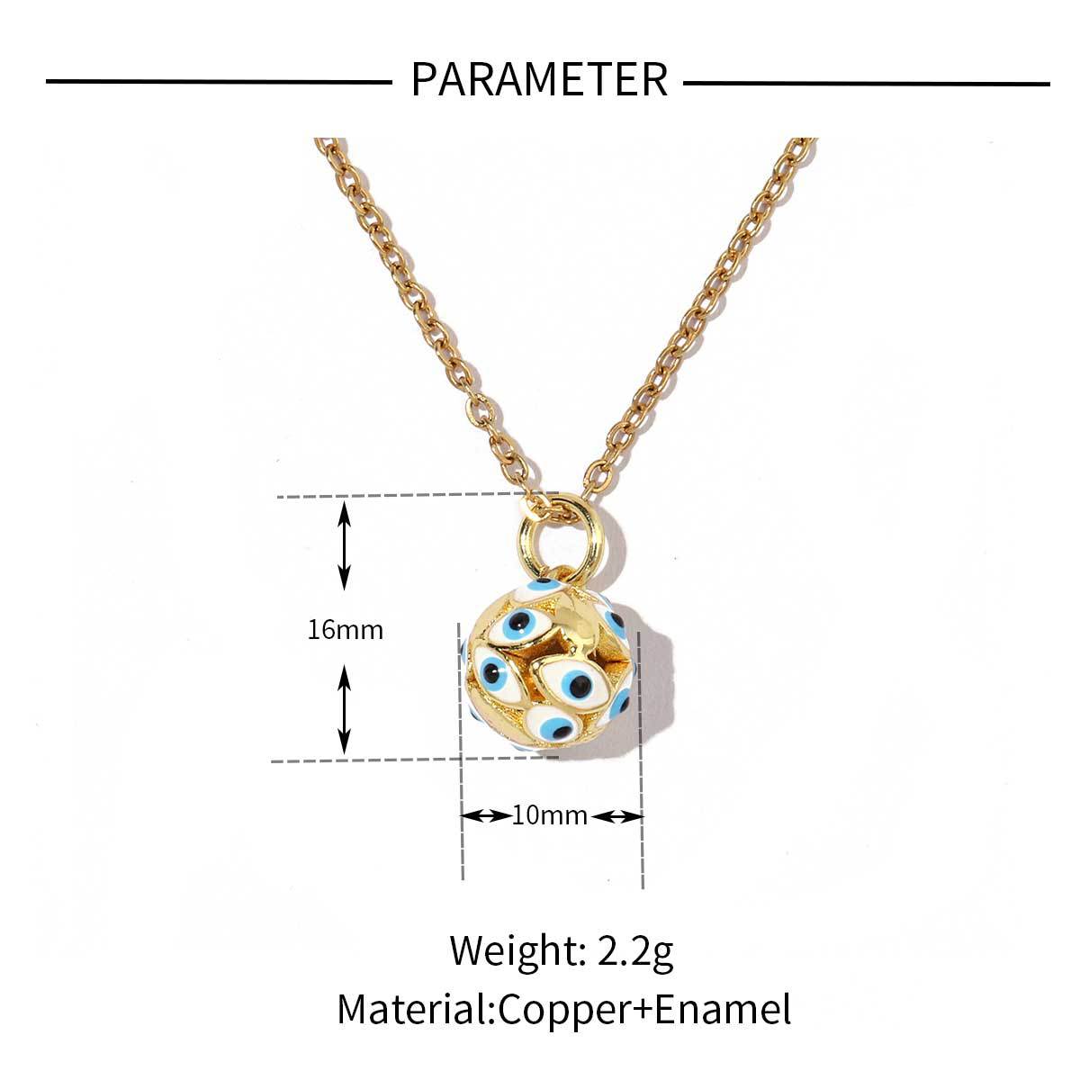 18K real gold color-preserving copper zircon water drop eye pendant.