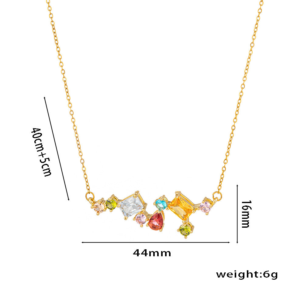 Colar de gota de zircão colorido doce, simples e chique